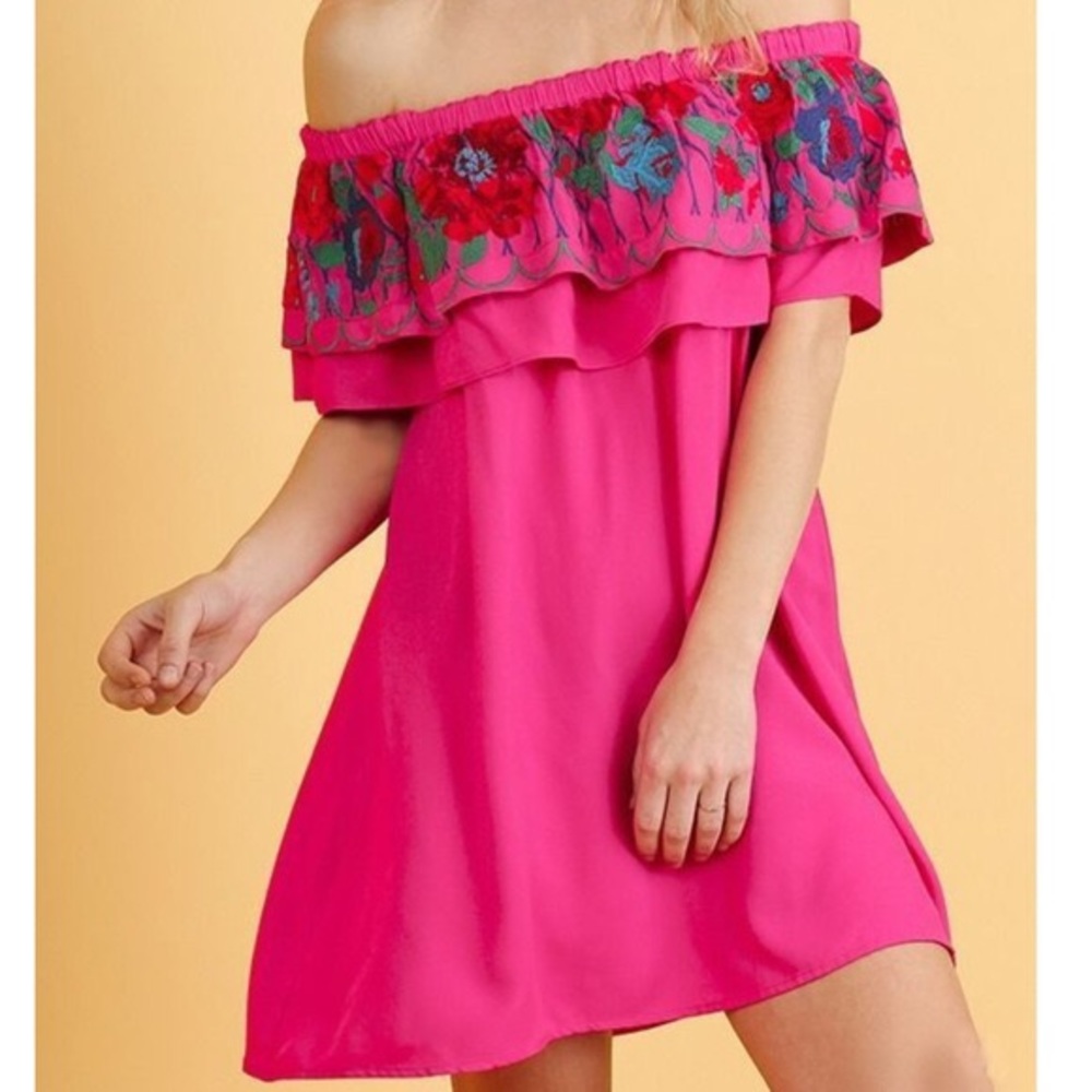 Umgee Off the Shoulder Embroidered Dress - NWT
